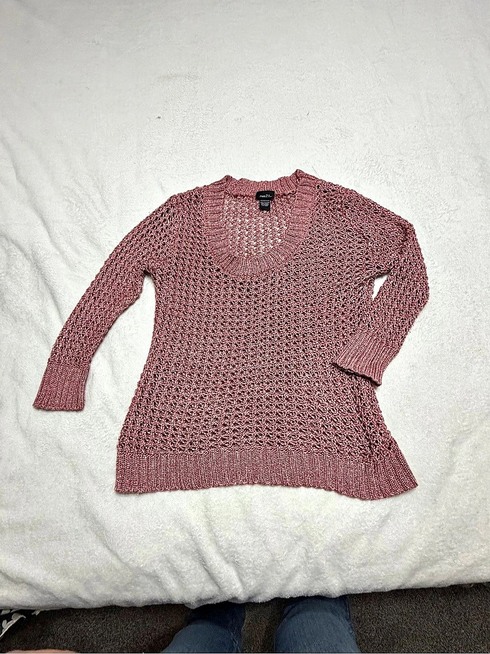 rue21 Open Knit Scoop Neck Sweater in Pink Like New